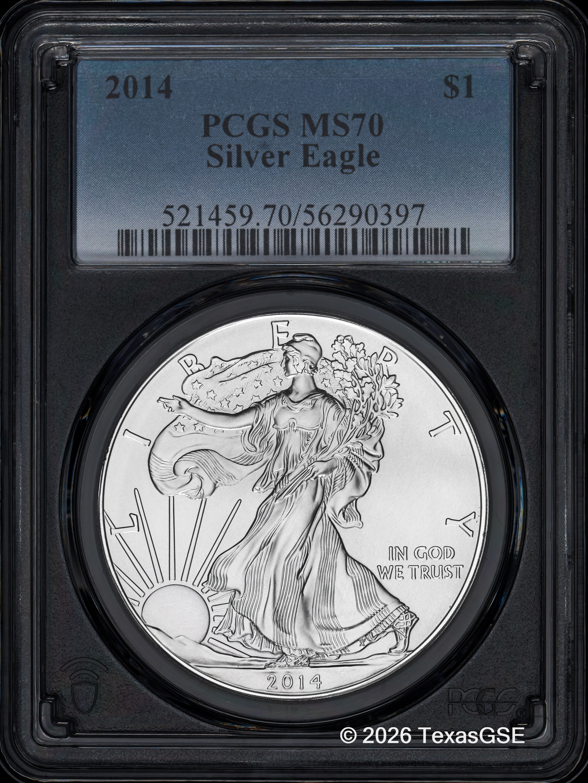 2014 $1 American Silver Eagle PCGS MS70 - Standard Blue Label | eBay